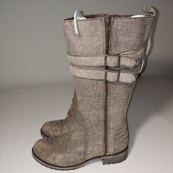 Matisse Roady Tall Distressed Leather Moto Boots size 9W  Brown - Picture 2 of 10